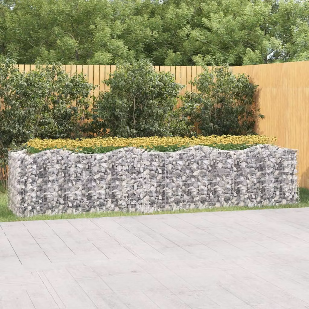 vidaXL Gabbione ad Arco con Letto Rialzato in Acciaio Zincato Grigio L 400 cm x P 100 cm x H 100 cm