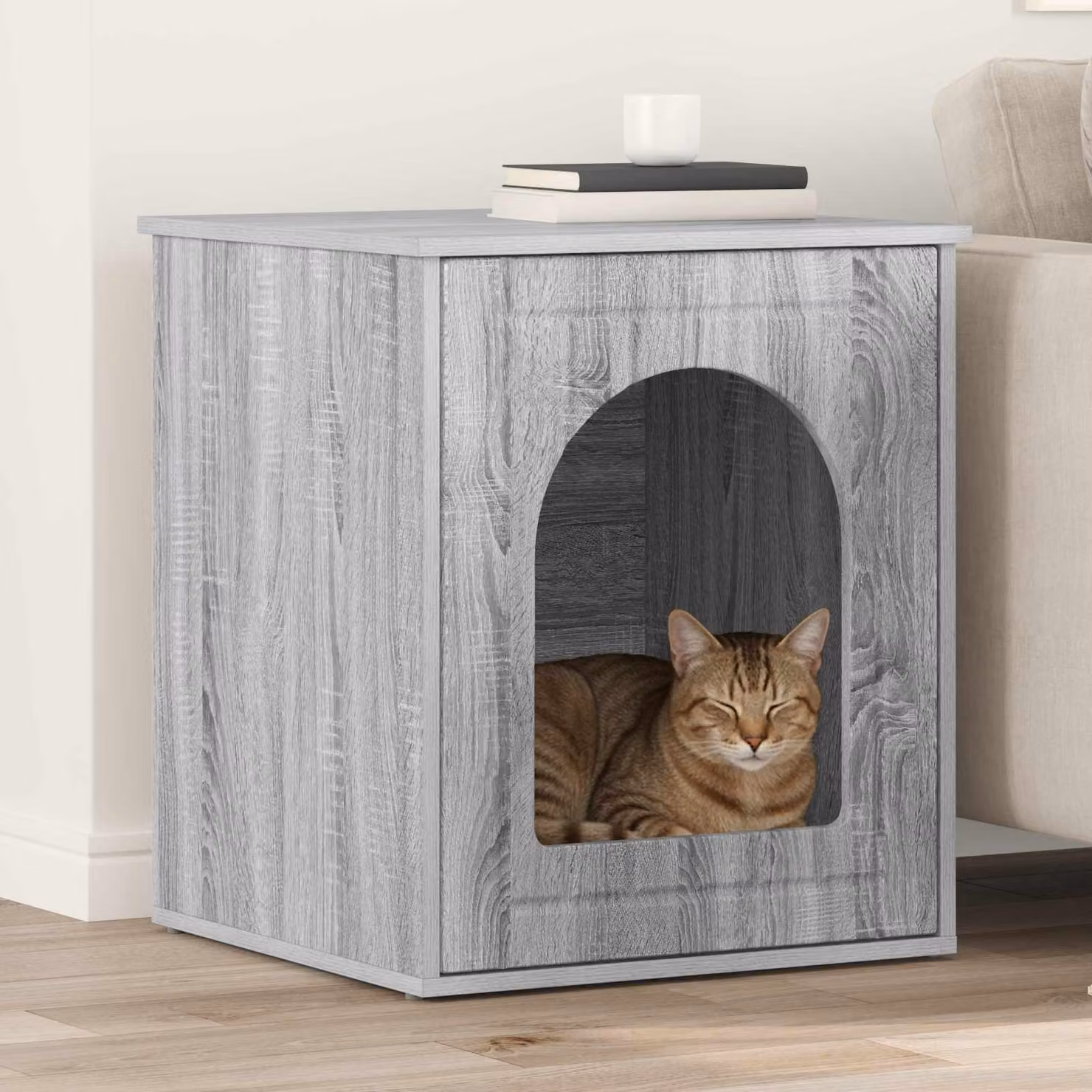 Casa per Gatti vidaXL Grigio Sonoma L: 53 cm, P: 52 cm, H: 62 cm