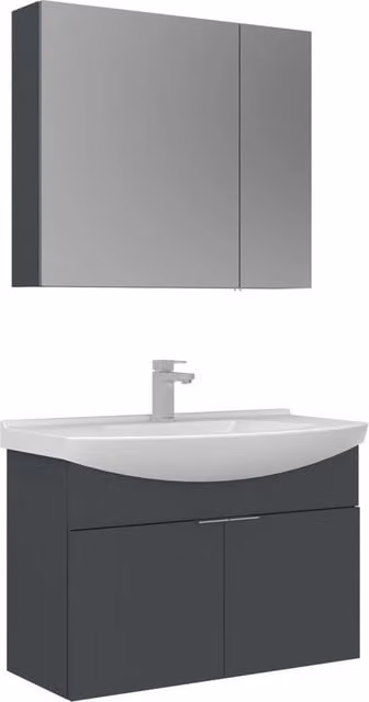 Set mobile lavabo con specchio (2 pezzi) "Purus 80" - 80 x 50 x 58 cm - Antracite opaco