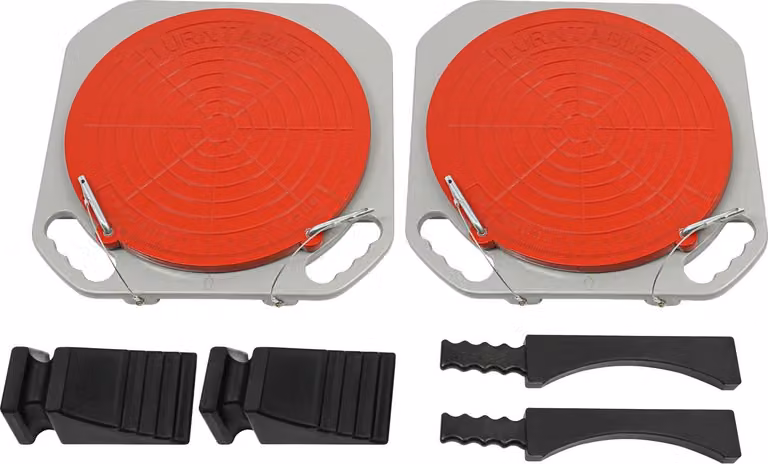 Assetto ruote - Set di 2 piastre girevoli - Rotazione di 360° - Portata di 3 t per piastra - 40×40×5 cm - Lega di alluminio - Grigio chiaro/rosso