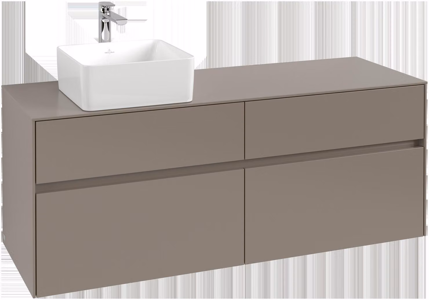 Villeroy & Boch Collaro Meuble sous-lavabo, 4 tiroirs, lavabo à gauche, montage mural, 1400x548x500mm, C04600AF, C04600AF