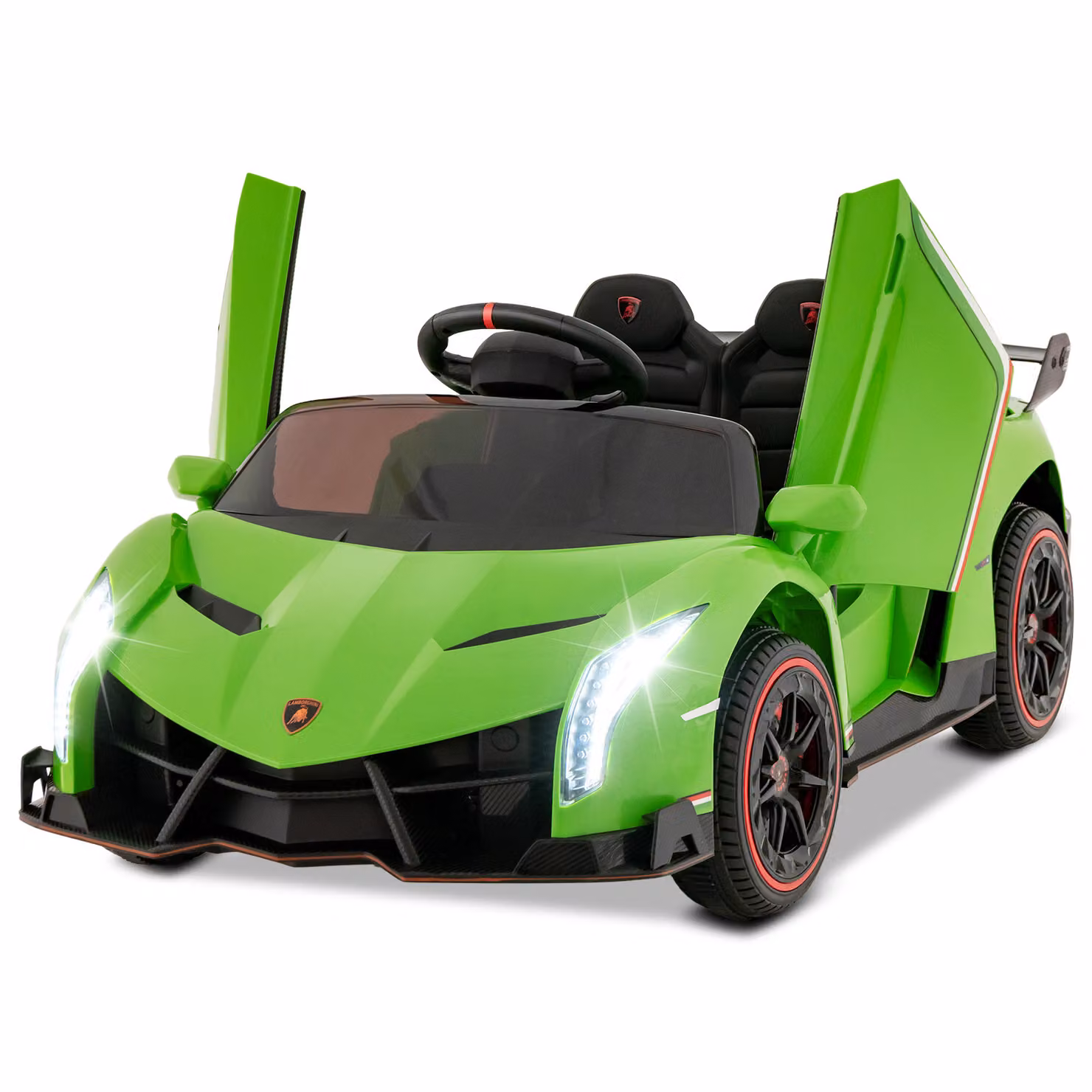 Auto sportiva elettrica Lamborghini Costway per bambini con trazione 4WD, telecomando 2,4G e luci LED, colore Verde