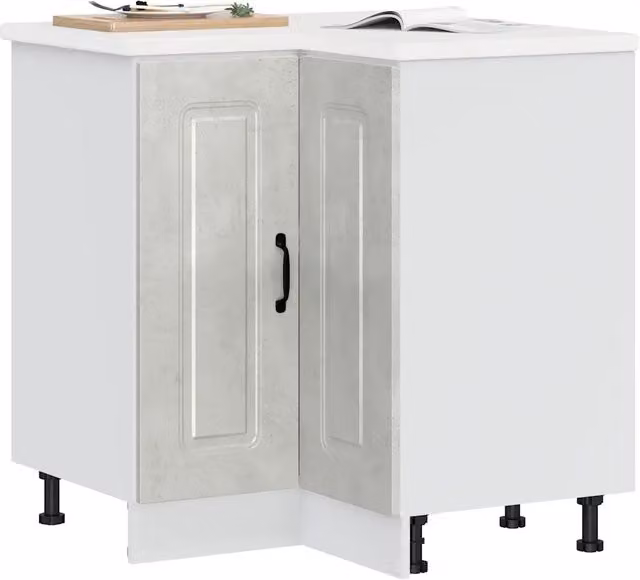 Armoire d'angle de cuisine Kalmar gris béton bois d'ingénierie