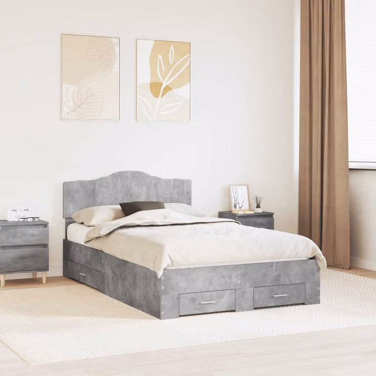 Struttura del letto con cassetto vidaXL in legno MDF Grigio L: 120 cm, P: 200 cm, H: 90 cm