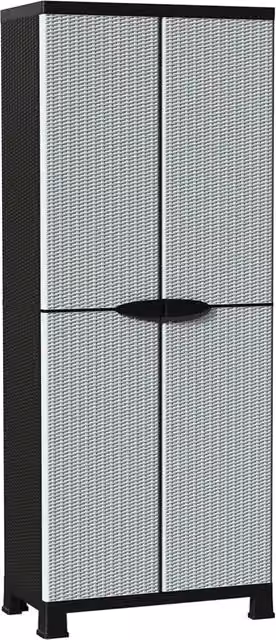 Mobile contenitore moderno HELLOSHOP26 in plastica grigia con ante a battente e ripiani interni, L: 68 cm, P: 39 cm, H: 171,5 cm