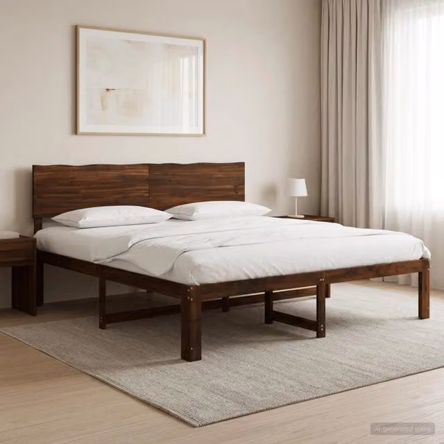 Letto matrimoniale con testiera ROSTOCK vidaXL in legno di acacia marrone scuro L/P/H: 180 x 200 x 101 cm