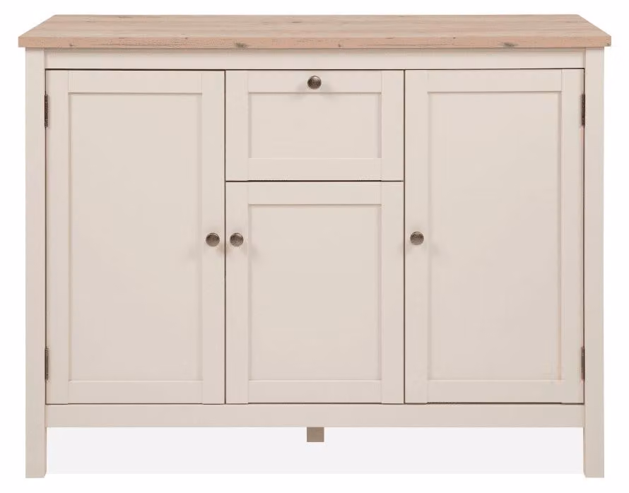 Calicosy - Credenza a 3 ante e 1 cassetto, effetto cashmere e rovere L120 cm - LUND