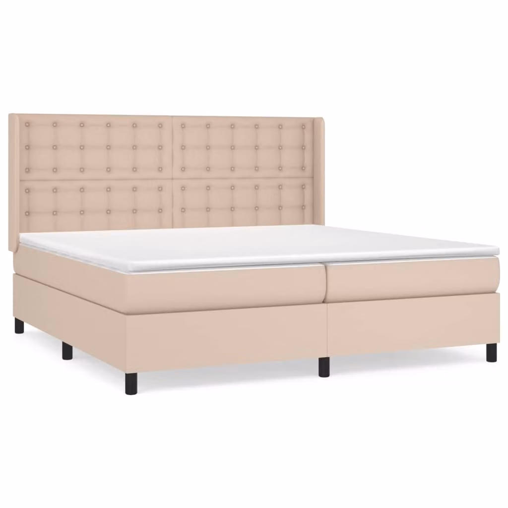 Giroletto a Molle con Materasso Cappuccino 200x200cm Pelle finta