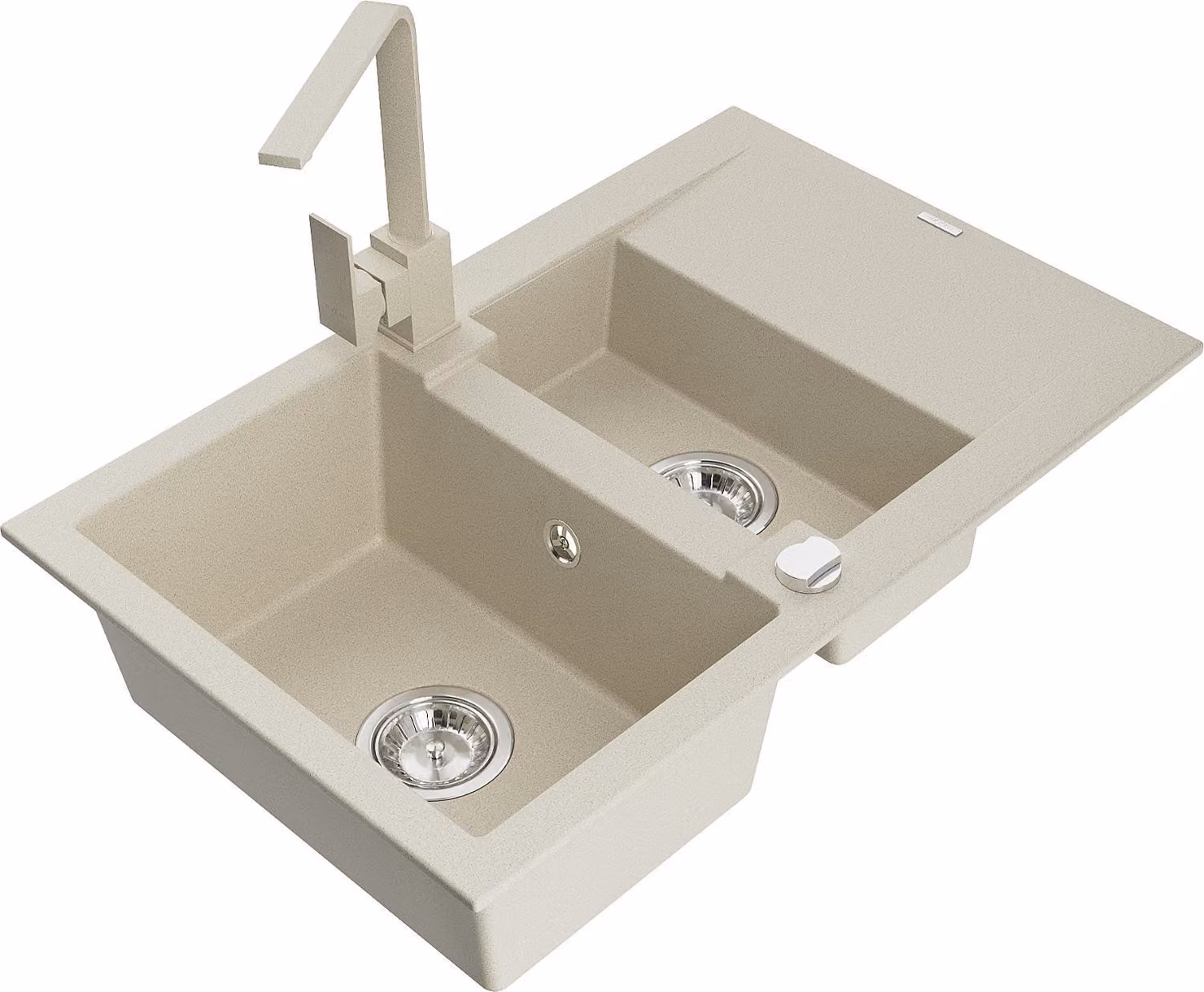 Mexen Gaspar lavello in granito 1,5 vasca con scolapiatti e rubinetto da cucina Rita, beige - 6507-69-670300-69