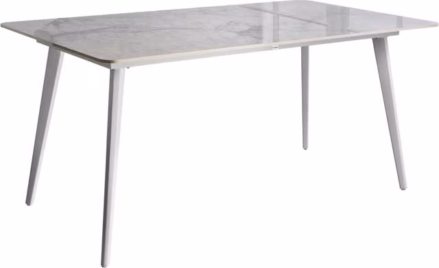 Tavolo da pranzo da giardino Piano in pietra sinterizzata Struttura in ferro Resistente ai raggi UV, all'acqua e alla ruggine Per interni ed esterni Marmo bianco