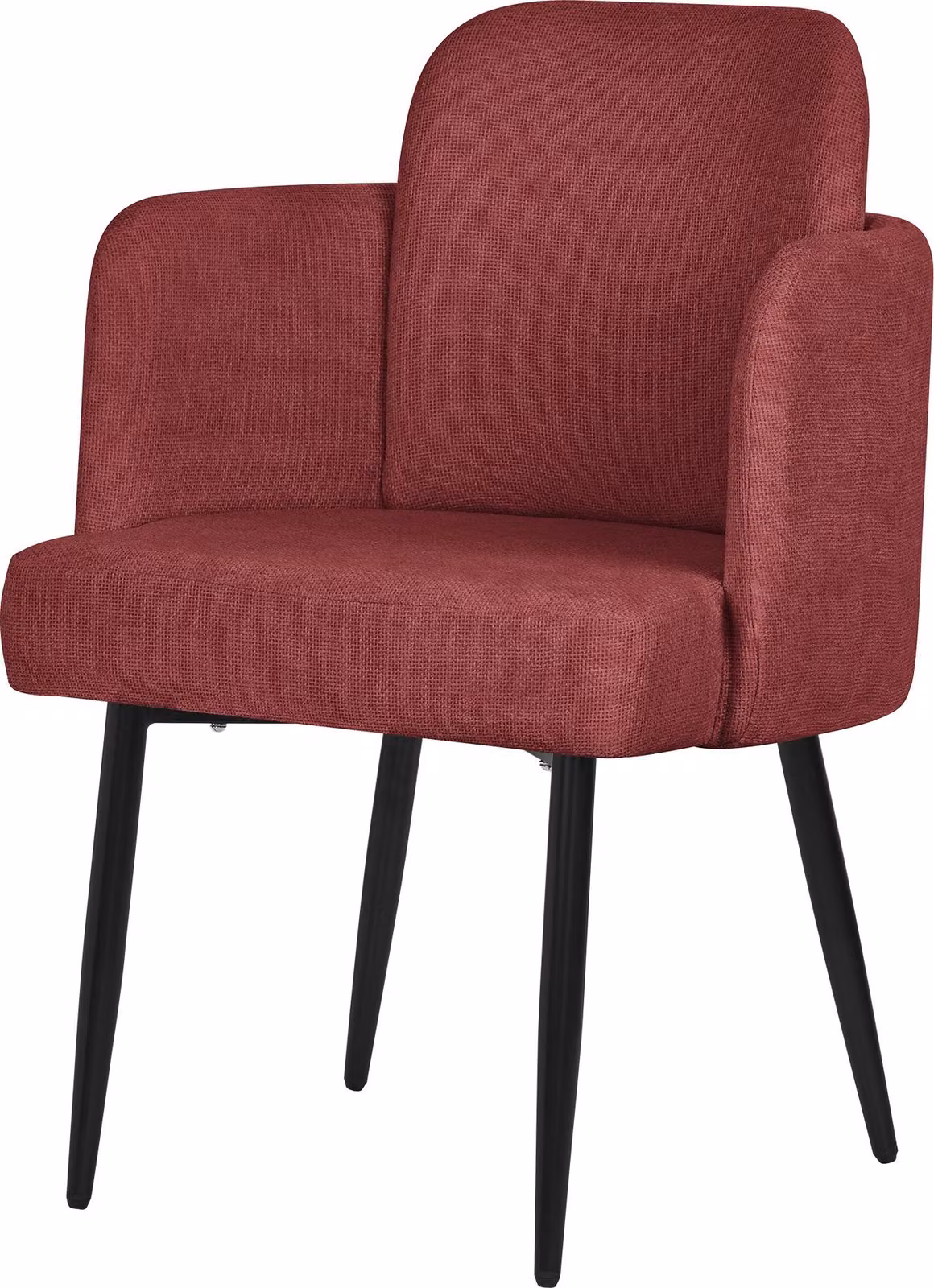 ML-Design sedia da pranzo in tessuto rosso Sedia da cucina con braccioli e schienale in rattan Sedia imbottita con gambe in metallo Sedia da salotto ergonomica