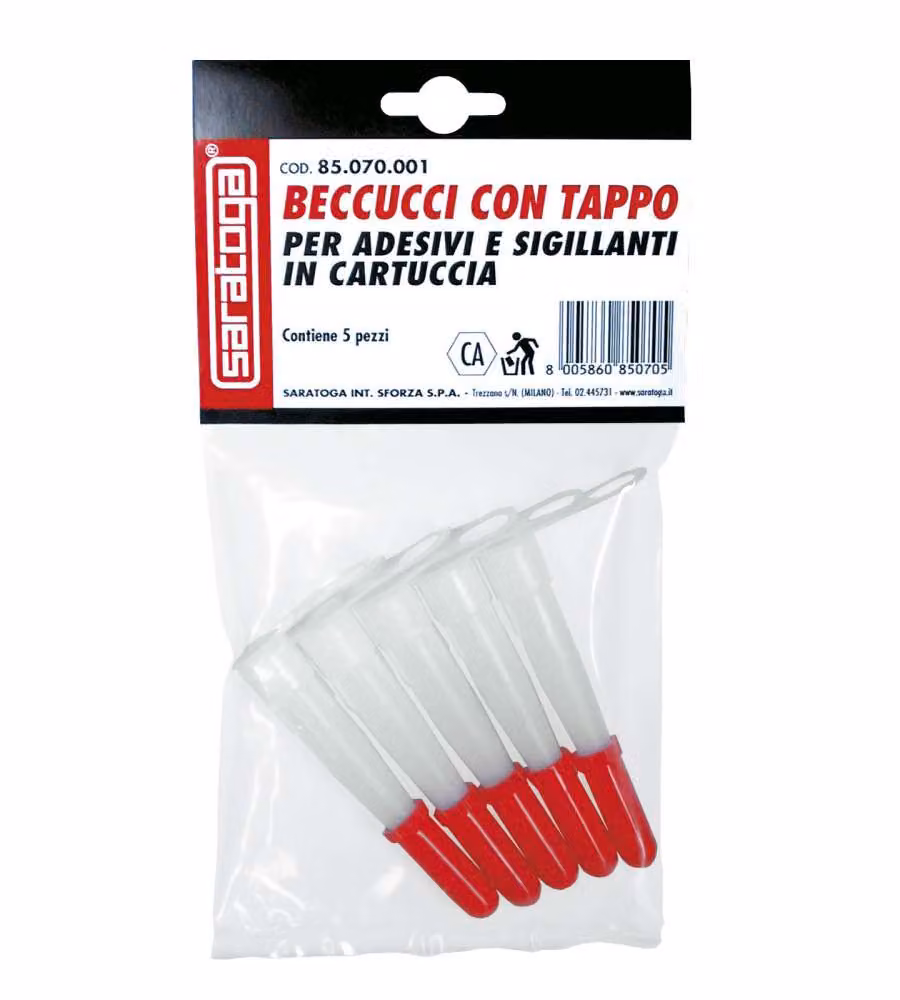 Beccucci ricambio 5 pezzi - Set per sigillanti - Bianco - Accessori ferramenta