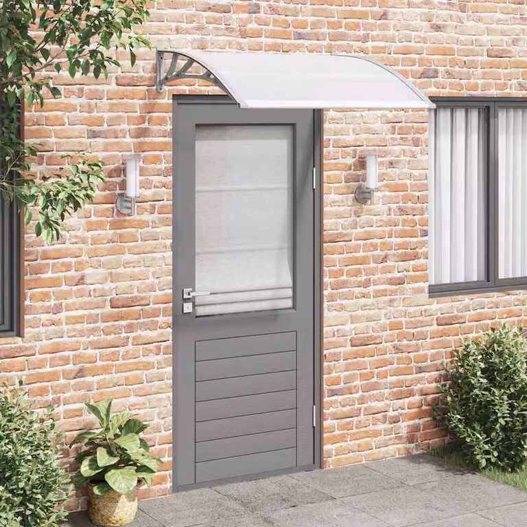 Pensilina per porta vidaXL in policarbonato grigio e trasparente L: 120 cm, P: 100 cm