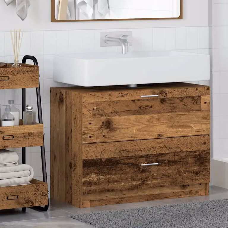 Mobile da bagno vidaXL in legno marrone con cassetti e ante L: 78 cm, P: 37 cm, H: 59 cm