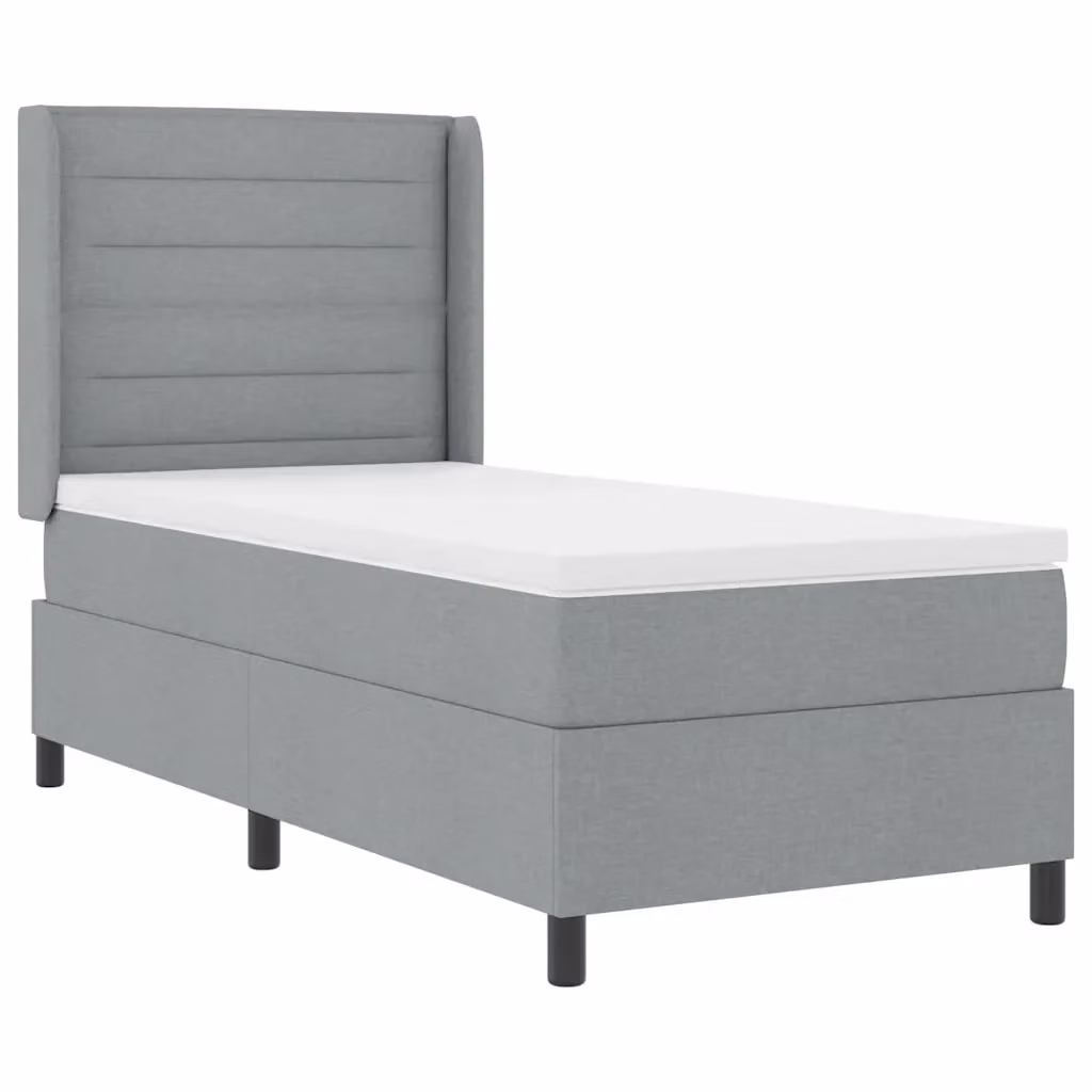 Letto moderno vidaXL con molle a sacchetti e illuminazione LED sottostante, rivestimento in tessuto grigio, L/P/H: 190 x 90 x 33 cm – 2