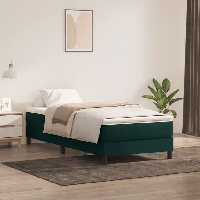 Giroletto a Molle con Materasso Verde Scuro 80x220 cm Velluto 3315948