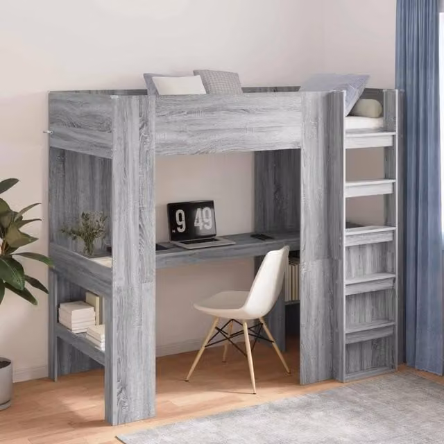 Struttura letto a castello con scrivania Sonoma grigio 3410440