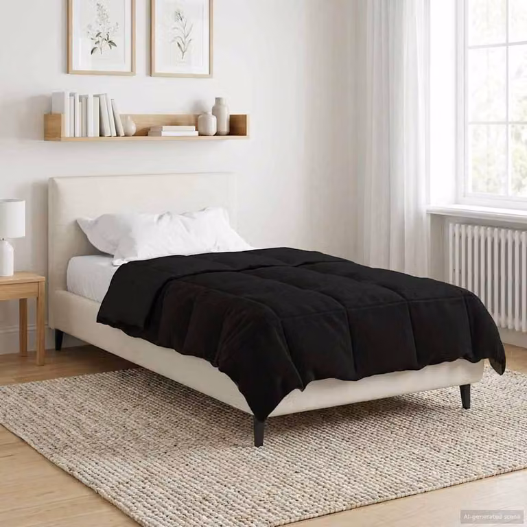 vidaXL Piumone Invernale in Microfibra Traspirabile e Reversibile, Nero, L/P/H: 135 x 220 cm