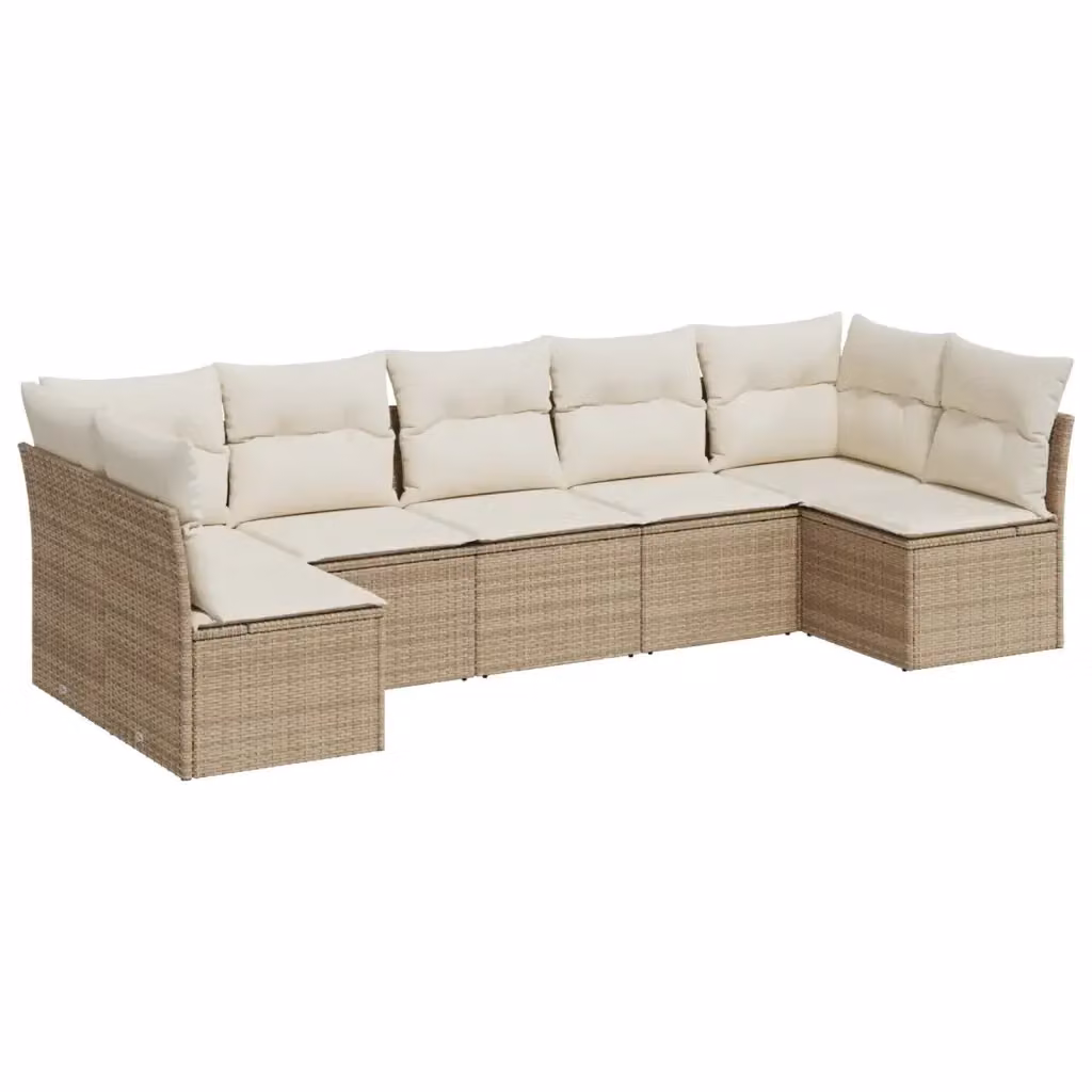 vidaXL Set Divani da Giardino 7 pz a Forma a L con Cuscini Beige e Struttura in Metallo – 2