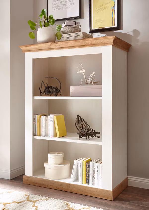 Scaffale country house 102cm pino bianco / rovere wotan highboard soggiorno
