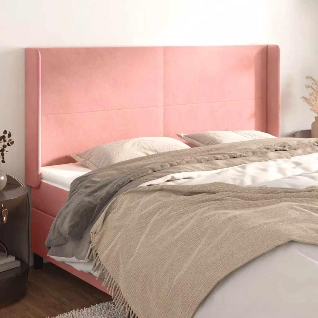 Testata ad orecchio in velluto rosa per la tua camera da letto L: 183 cm, P: 16 cm, H: 118/128 cm – 2