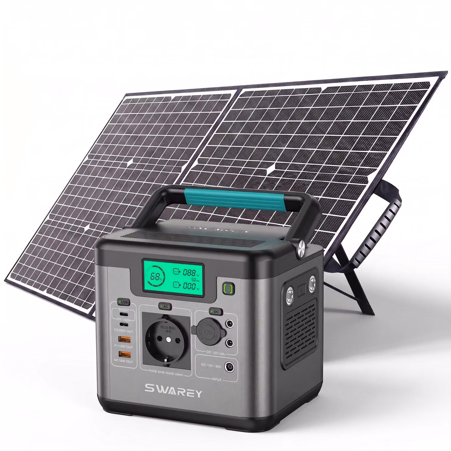 SWAREY 550W(1100W di picco) Stazione di alimentazione 555Wh generatore solare,caricabatterie,accumulatore solare,power bank con pannelli solari 100W