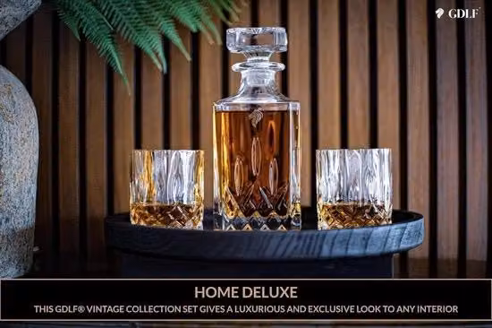 Set di Caraffa da Whisky in Scatola di Lusso | Set a 3 Pezzi di Whisky | 1 Caraffa e 2 Calici