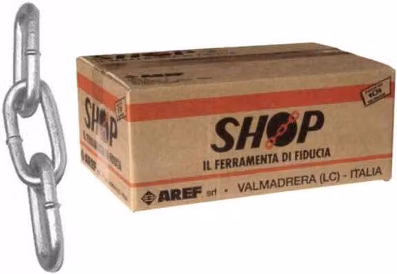 Catena Genovese Aref in acciaio zincato color argento, diametro 23 mm, lunghezza 6,0 m