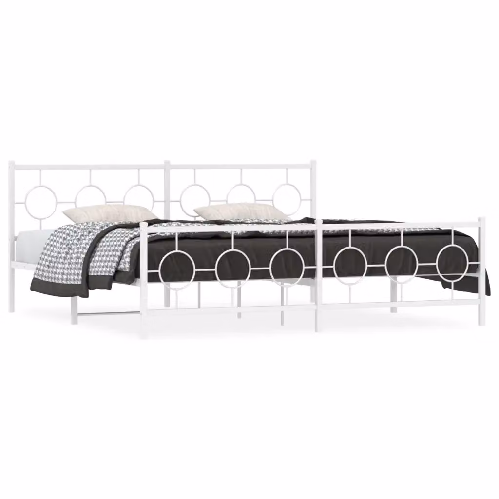 Giroletto vidaXL con testiera e pediera in metallo bianco L/P/H: 200 x 200 x 91 cm – 2