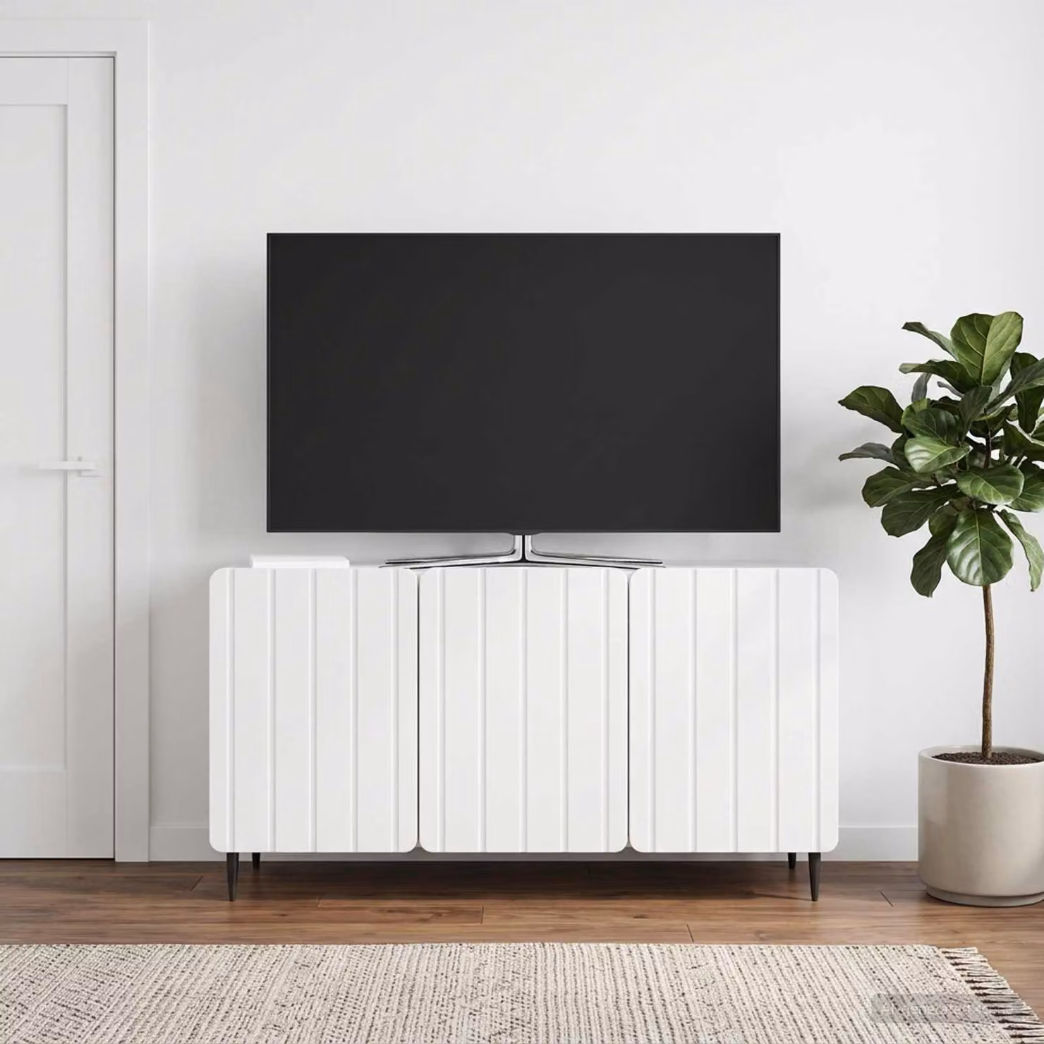 Mobile TV vidaXL Bianco Lucido con compartimenti multimediali L/P/H: 99 x 34,5 x 52 cm