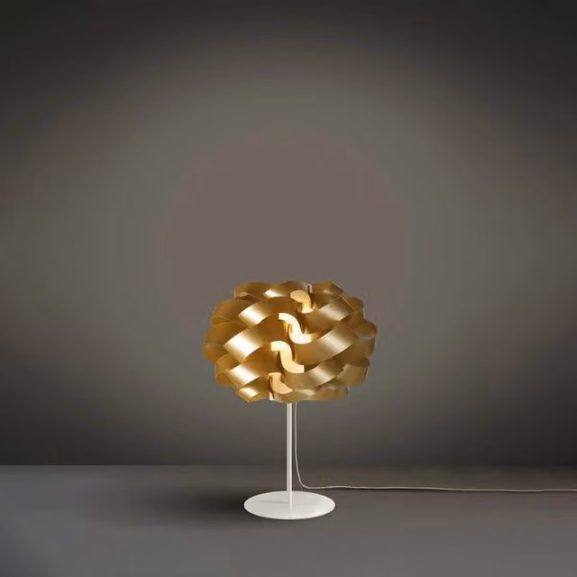 Lampada da scrivania moderna Cloud Polilux Linea Zero in metallo e plastica, colore oro e bianco, con attacco E14