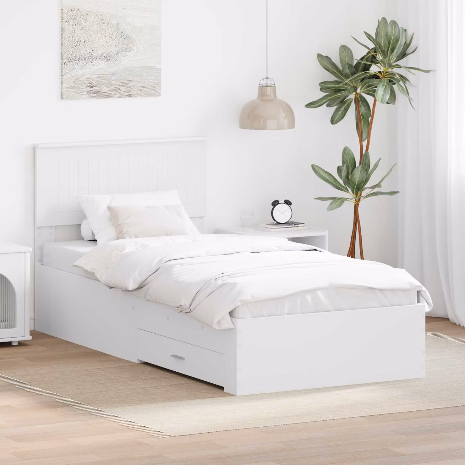 Struttura del letto moderna vidaXL in legno ingegnerizzato bianco con cassetti L/P/H: 190 x 90 x 93 cm