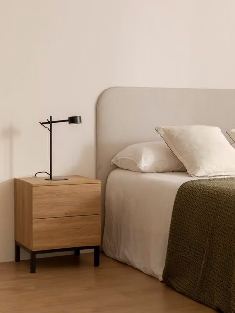 Comodino Kolb Kenay Home in legno e metallo con 2 cassetti, colore naturale nero e marrone