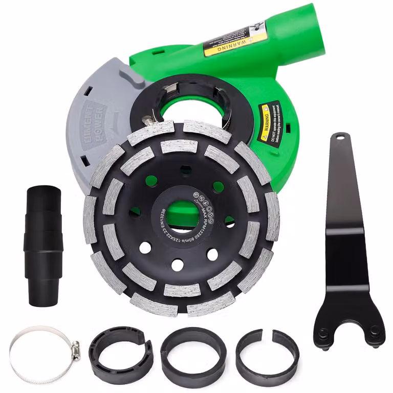 Cappa aspirante per smerigliatrice angolare da 115/125 mm, inclusa una mola abrasiva diamantata