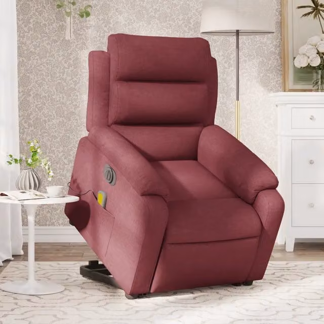 Poltrona Alzapersona Elettrica con Assistenza al Sollevamento vidaXL in Tessuto Rosso