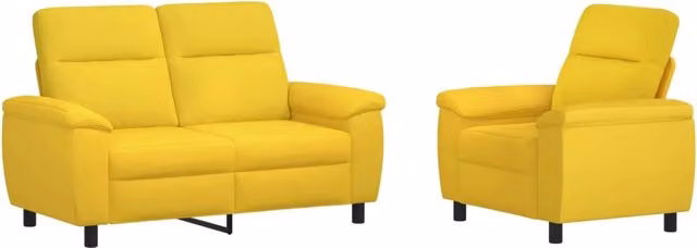 Set di 2 divani moderni vidaXL in tessuto giallo per soggiorno con struttura in metallo