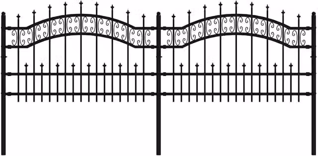 Recinzione da giardino e cortile KAMPEN in acciaio con punta a lancia, colore nero, L: 240 cm, H: 75 cm – 1