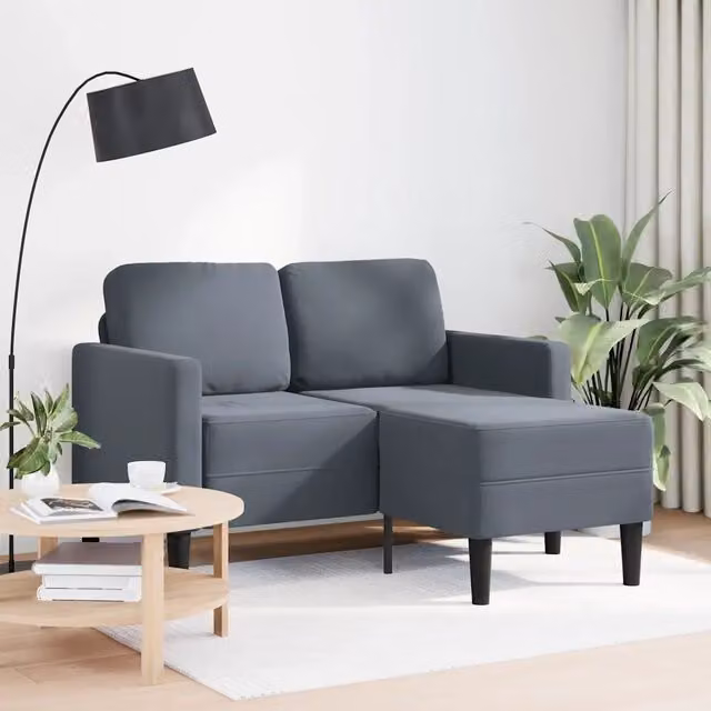 Divano | Divano da soggiorno | Sofa 2 Posti con Chaise a L Grigio scuro 125 cm in Velluto