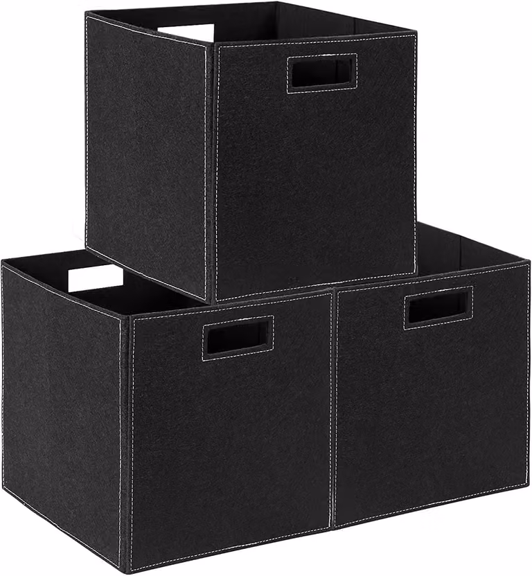 Set di scatole contenitore, 3 pezzi, in feltro, 31x31x31 cm, pieghevoli, per l'organizzazione domestica