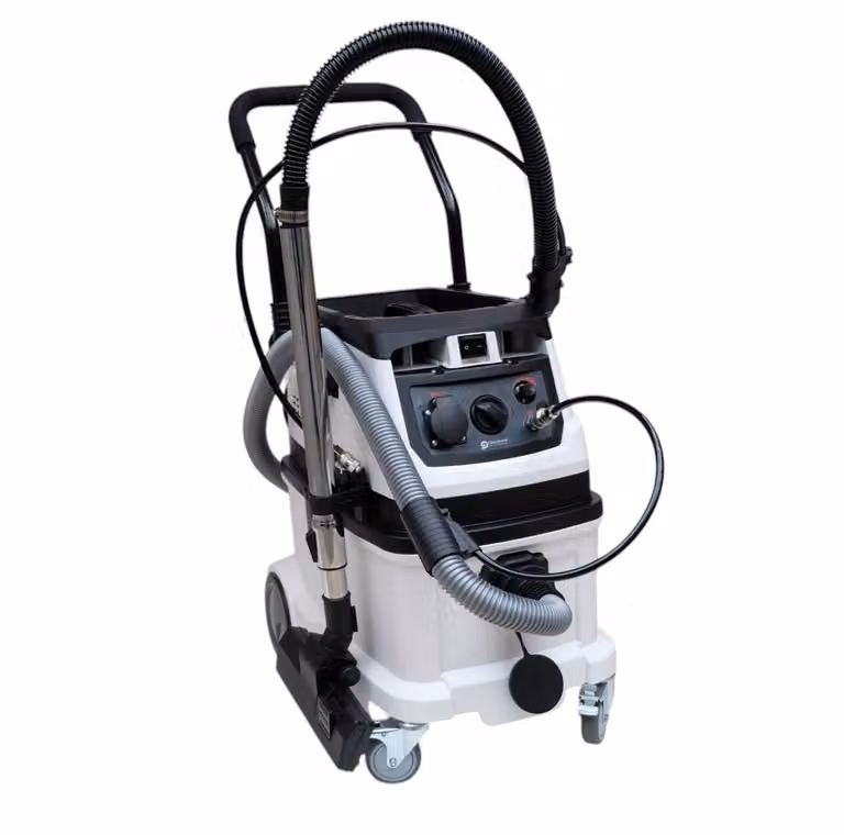 Aspiratore industriale con funzione di percussione, 1600 W, aspiratore per liquidi e solidi con telecomando, aspiratore da cantiere con serbatoio da 40 litri, completo di attacco per aria compressa e funzione di avvio automatico