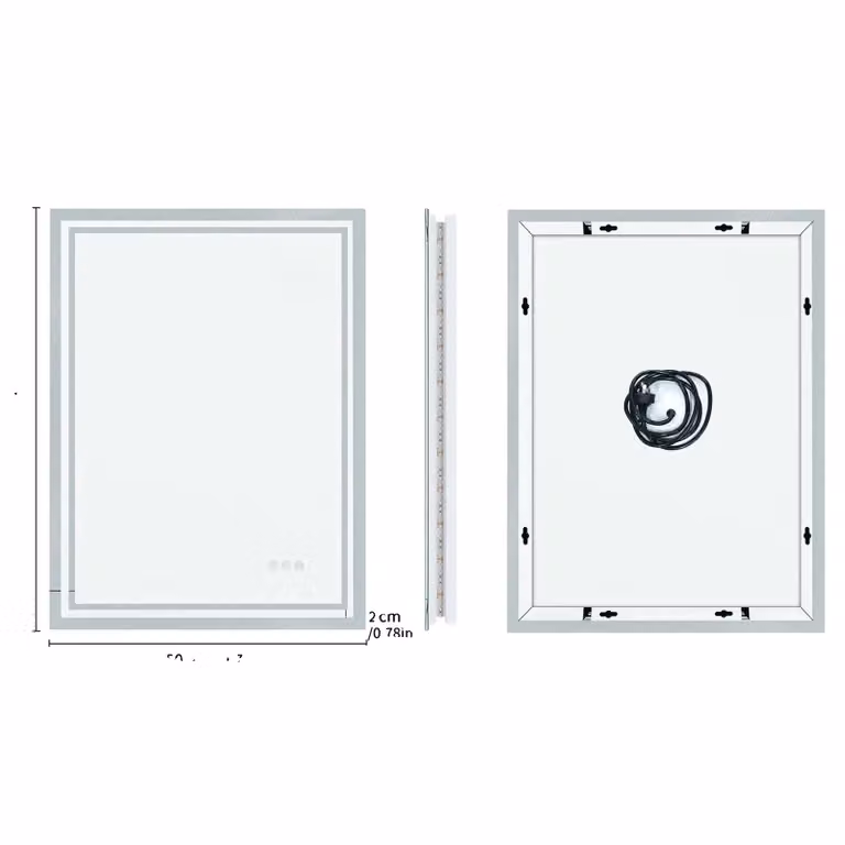 Specchio da bagno, illuminazione a LED, tecnologia antiappannamento, 19,7x27,5 pollici