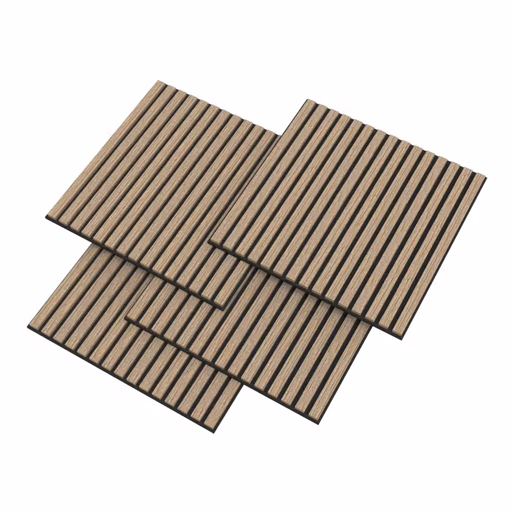 Set di 12 pannelli murali 3D fonoassorbenti NEU.HOLZ con listelli dritti effetto noce chiaro, copertura 4,32 m², L/P: 60 x 60 cm – 2