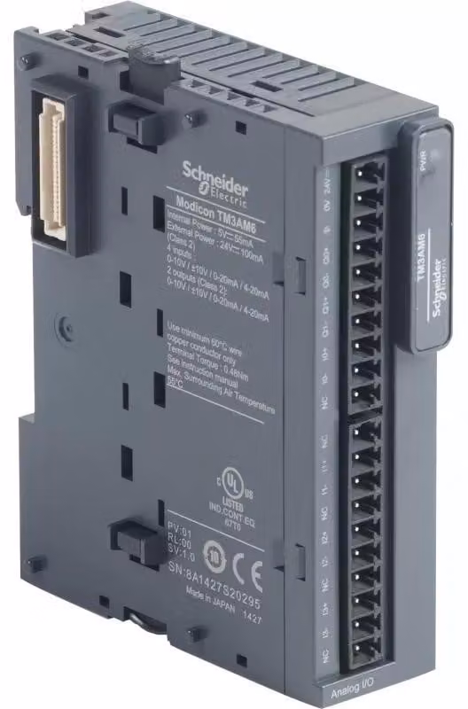 Modulo di ingresso/uscita analogico Schneider Electric, Modicon TM3, 4 ingressi / 2 uscite, tensione / corrente, risoluzione 12 bit, morsetti a vite TM3AM6