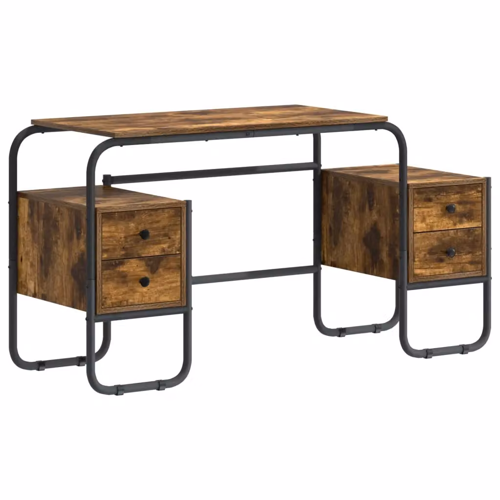 Scrivania con spazio di archiviazione vidaXL in stile industriale, colore marrone, L: 145 cm, P: 60 cm, H: 75 cm – 2