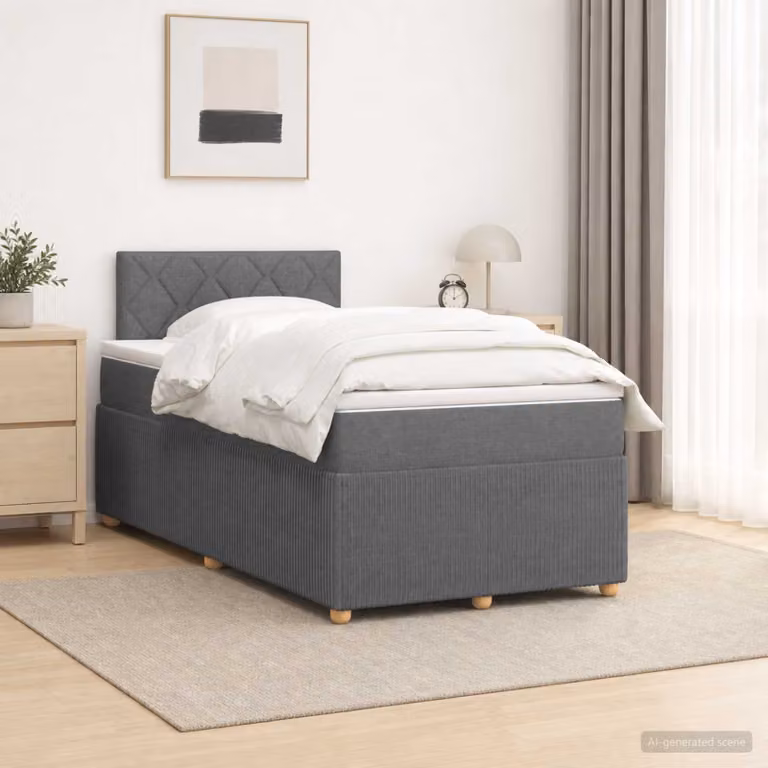 vidaXL Letto box spring con materasso a molle insacchettate Grigio e Bianco L/P/H: 120 x 200 cm