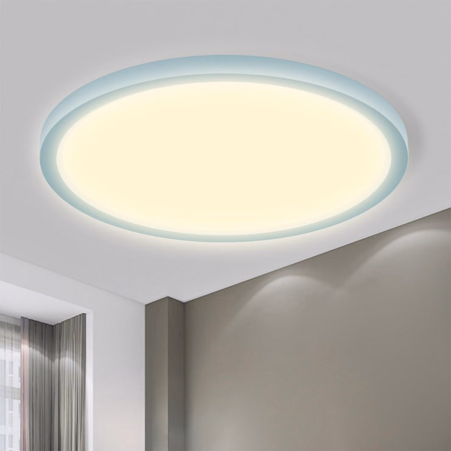 Lampada da soffitto a LED LQWELL®, IP44, resistente agli spruzzi d'acqua, rotonda e piatta, lampada moderna ed essenziale, sottile, per soggiorno, bagno, camera da letto, balcone, cantina, ufficio, 220 × 24 mm