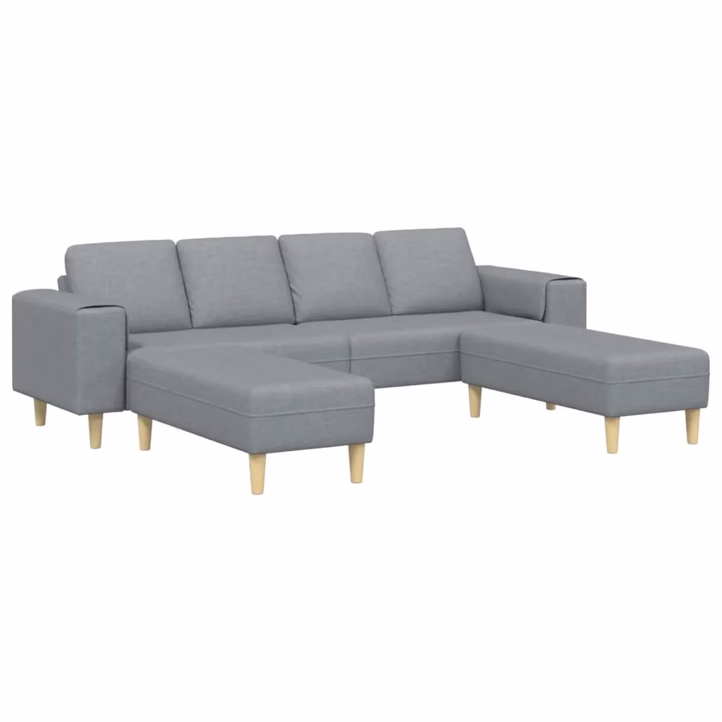 Divano da soggiorno vidaXL in tessuto con cuscini, Grigio e Marrone, L: 250 cm, P: 188 cm, H: 76 cm – 2