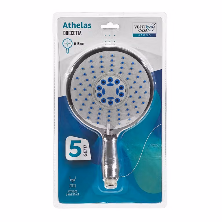 Doccetta Athelas VESTIAMO CASA con 5 getti e attacco universale, colore silver, L/P/H: 34,0 x 19,5 x 6,5 cm