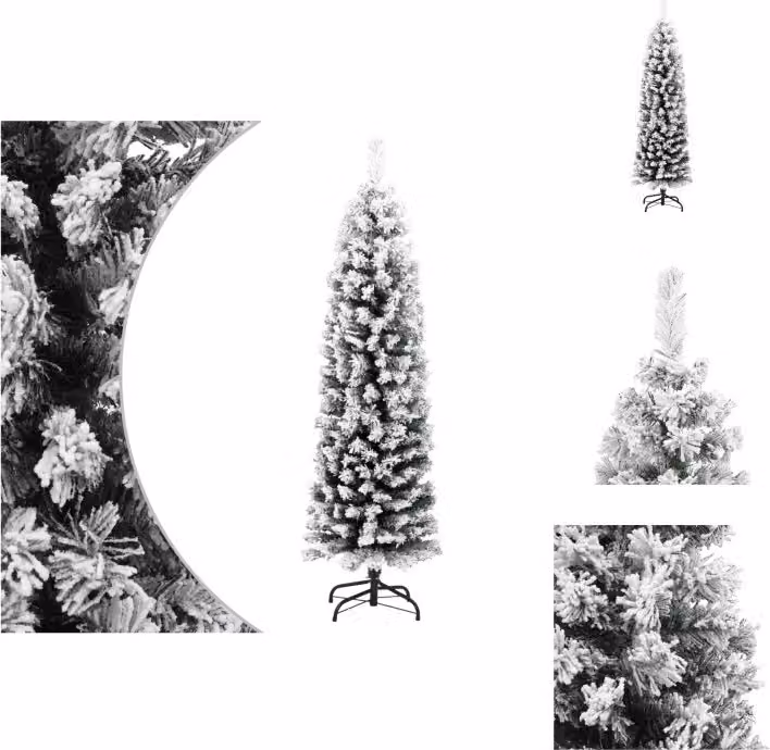 vidaXL Albero di Natale artificiale slim con neve verde 120 cm PVC - Alberi di Natale