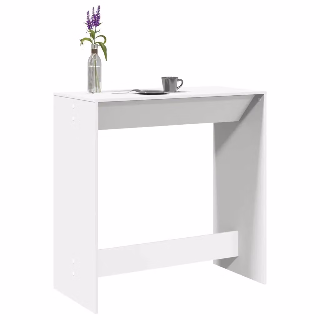 vidaXL Tavolo da Bar Moderno Bianco in Legno e MDF L: 102 cm, P: 50 cm, H: 103,5 cm